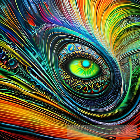 Emerald Eye Inside Of A Psychedelic Swirl Abstract Ai Art