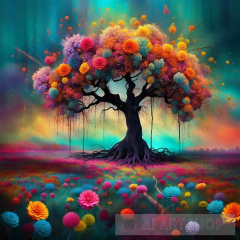 Enchanted Blossoms: A Symphony Of Colorful Dreams Abstract Ai Art