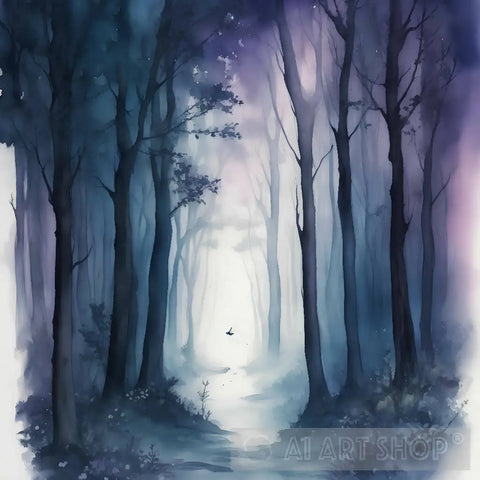 Enchanted Forest In The Style Of Dark Gothic Watercolor Animal Ai Art