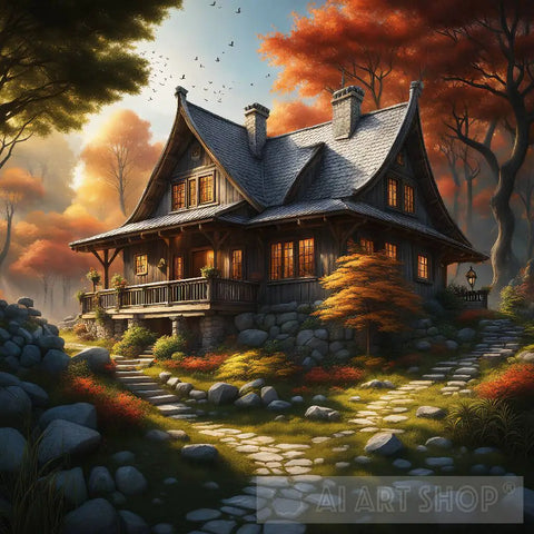 Enchanted House In The Mystical Forest - Home To Mythical Creatures Architecture Ai Art