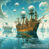 Enchanted Maritime Realm: Ships Afloat In A Surreal Surrounding Surrealism Ai Art