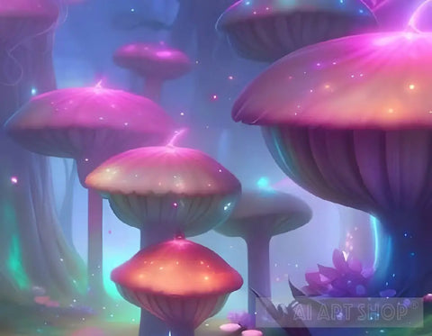 Enchanted Mushroom Forest Ai Artwork