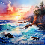 Enchanted Sea Waves Canvas Art Impressionism Ai