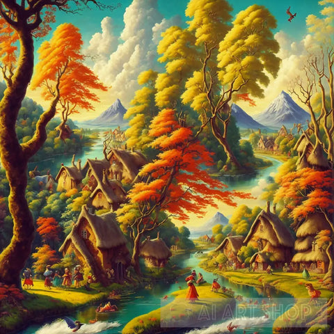 Enchanted Village Ai Artwork