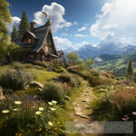 Enchanting Haven: A Secluded Mountain Cottage Nature Ai Art