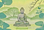 Enlightenment Amidst Serenity: A Buddhas Reflection Ai Painting