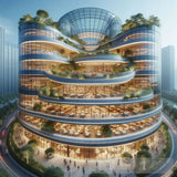 Entertainment Dining Tiered Three Floors Botanical Curved Glass Facade Perimeter Walkway Ai Painting