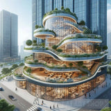 Entertainment Dining Tiered Three Floors Botanical Curved Glass Facade Perimeter Walkway Ai Painting