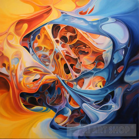 Entwined Echoes: Twisted Dualities In Harmonious Hues Surrealism Ai Art