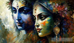 Ethereal Embrace: Radha And Krishna In Abstract Harmony Ai Art