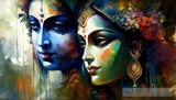 Ethereal Embrace: Radha And Krishna In Abstract Harmony Ai Art