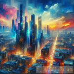 Ethereal Metropolis: Neon Skylines Modern Ai Art