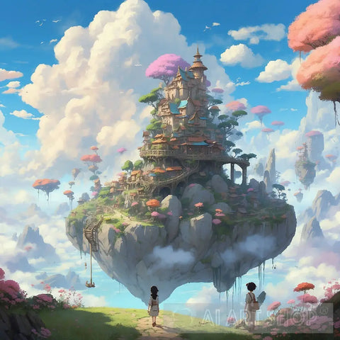 Ethereal Zenith: A Surreal Anime Dreamscape Ai Artwork