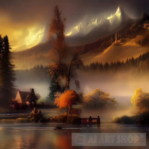 Evening Mountains Landscape Landscape Ai Art