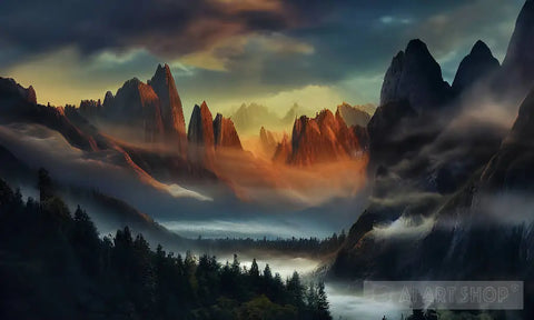 Evening Mountainscape Landscape Ai Art