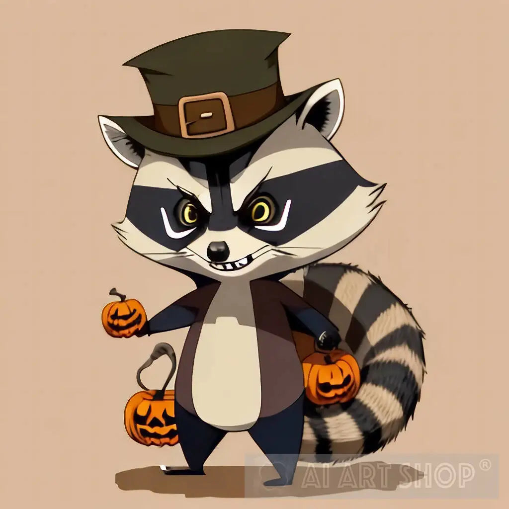 Evil Raccoon in leprechaun for Halloween