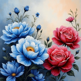 HiDream.org_modern-hand-painted-spring-flowers-artwork-in-blue-and-red-roses (1)