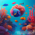 Exotic Fish And Vibrant Coral. Animal Ai Art