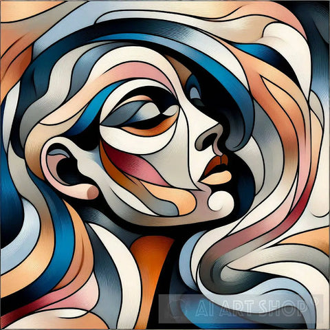 Expressive Mosaic: Abstract Feminine Forms Pop Ai Art