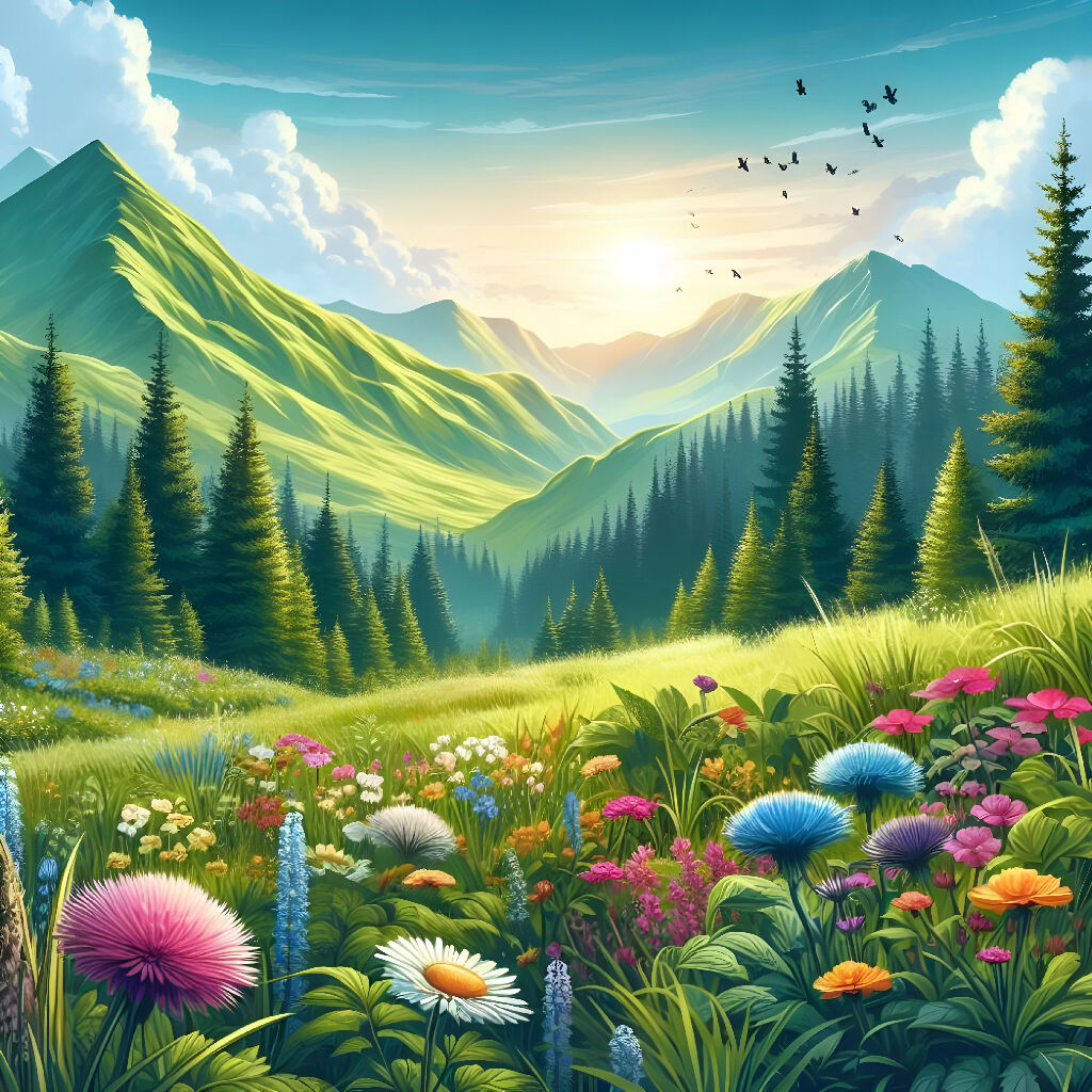 Alpine meadows burst with colorful summer wildflowers (series 2)