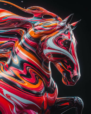 Horse Head in Vibrant Water Colors