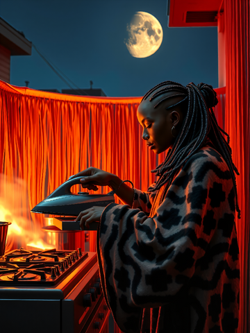 Outdoor cooking by moonlight