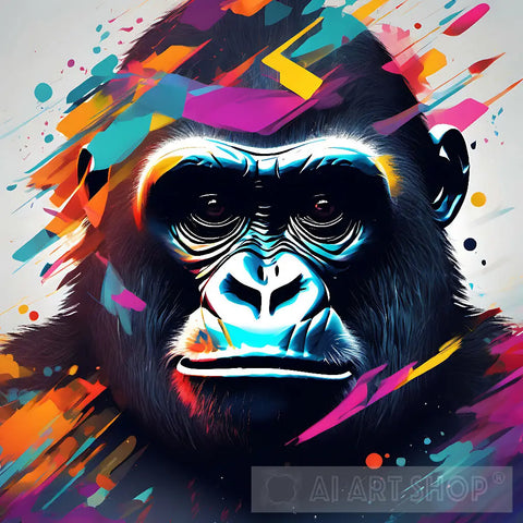 Face Of An Abstract Gorilla Abstract Ai Art