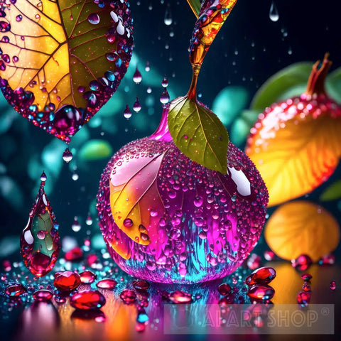 Fantastic Chrystal Colorful Pomegranate Still Life Ai Art