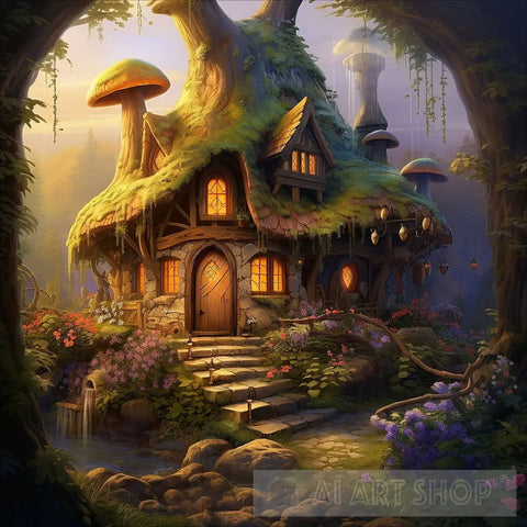 Fantasy Mushroom Home Ai Artwork