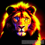 Feline Lion Neon Animal Ai Art