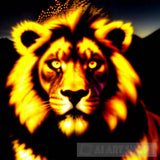 Feline Lion Neon Animal Ai Art