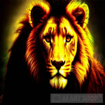 Feline Lion Neon Animal Ai Art