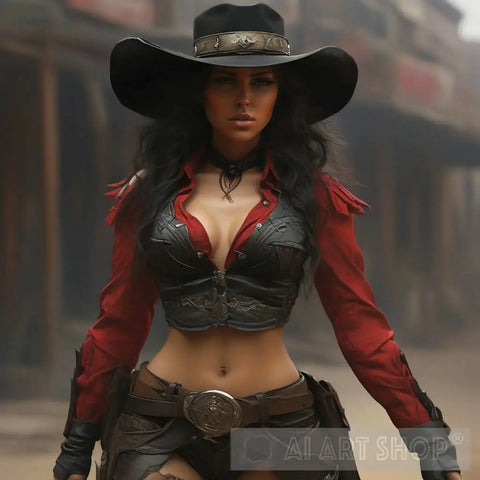 Female Gunslinger Ai Artwork