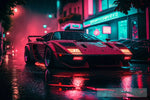 Ferrari Car In Cyberpunk City Street Ai Art