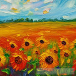 Field Of Red Yellow And Orange Sunflowers Landscape Ai Art