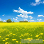 Field With Yellow Dandelions And A Blue Sky Landscape Ai Art