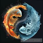 Fire And Water Yin Yang Fish Modern Ai Art