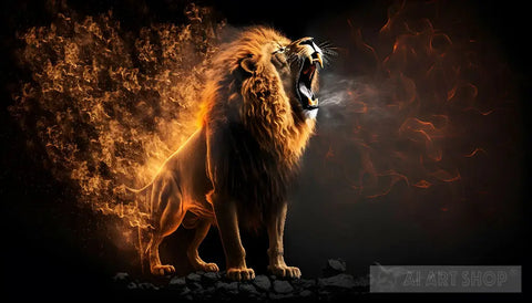 Fire, breathing, Lion