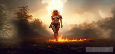 Fire Enchantress Portrait Ai Art