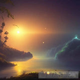 Fireflies At Night Over The Ocean Ai Artwork