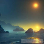 Fireflies At Night Over The Ocean Ai Artwork