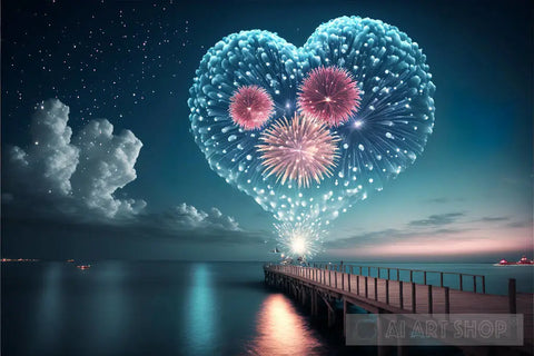 Firework Which Is A Heart-Shaped Landscape 2 Landscape Ai Art