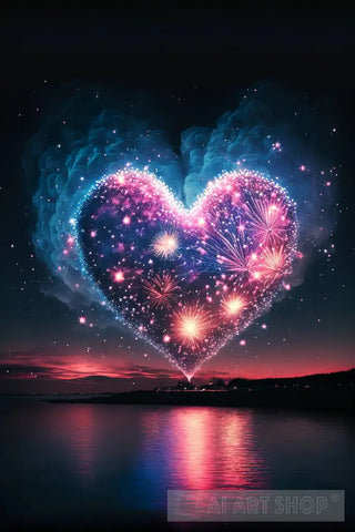 Firework Which Is A Heart-Shaped Landscape 3 Landscape Ai Art