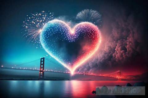 Firework Which Is A Heart-Shaped Landscape Landscape Ai Art