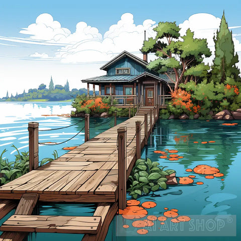 Fishing Dock Landscape Ai Art