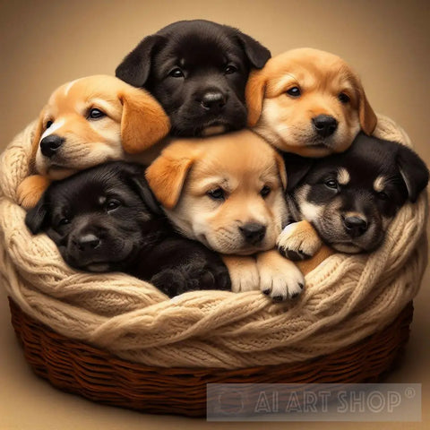 Five Beautiful Puppies Animal Ai Art