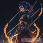 Flame Swordswoman Ai Artwork