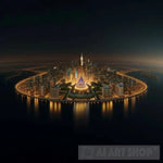 Floating Cityscape Lit By Magical Torches Architecture Ai Art