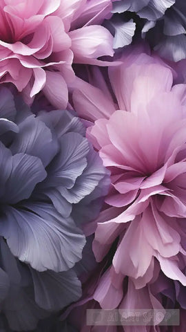 ’Floral Elegance: A Wall Painting With Large Flowers And Cool Pink Hues.’ Landscape Ai Art