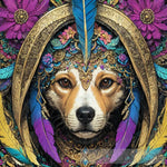 Floral Feathers Dog Abstract Ai Art